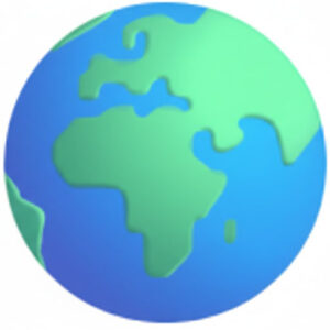 A simplified illustration of the Earth highlighting the continents of Africa and Europe on a blue and green globe.