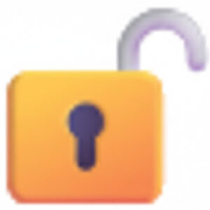 A yellow-orange padlock icon with a keyhole, shown in an unlocked position with the shackle open.